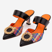 Load image into Gallery viewer, The Valencia Multicolor Leather Women Jewel Heel Mule Sandal