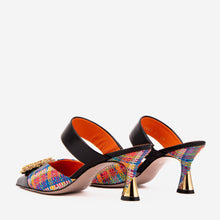 Load image into Gallery viewer, The Valencia Multicolor Leather Women Jewel Heel Mule Sandal