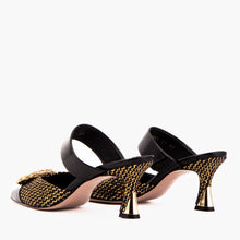 Load image into Gallery viewer, The Valencia Black &amp; Gold Jewel Heel Women Mule Sandal