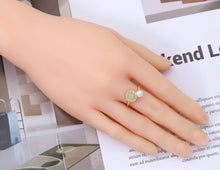 Load image into Gallery viewer, CZ Round Flower and MOP Adjustable Ring, Sku#LD245