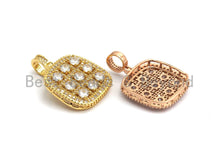 Load image into Gallery viewer, CZ Micro Pave Shiny Square Pendant/Charm, Cubic Zirconia Paved Charm, Filigree Necklace Bracelet Charm Pendant,28x28mm,sku#F636