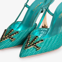 Load image into Gallery viewer, The Luna Turquoise Leather Slingback Women Sandal