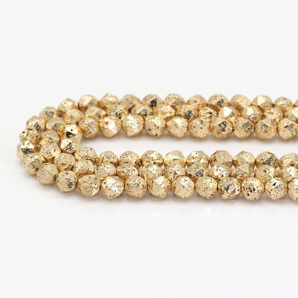 Diamond Cut Light Gold Lava Beads, Sku#S155