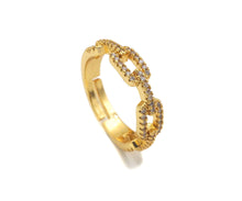 Load image into Gallery viewer, CZ Micro Pave Chain Link Ring, LD52