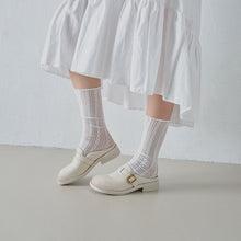Load image into Gallery viewer, Women's Full Grain Leather Buckle Mules | Retro Low Block Heel Backless Shoes