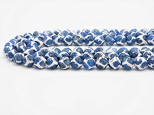 Load image into Gallery viewer, Quality DZI Blue White Agate beads, Round Tibetan Agate Bead, sku#U408