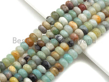 Load image into Gallery viewer, 2mm Large Hole Natural Amazonite Beads, Rondelle Faceted 6x1