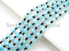 Load image into Gallery viewer, 60/36 EXTRA Long Hand Knotted Mint Color Crystal Necklace, Double Wrap Necklace, Mint 2x4mm/5x8mm Rondelle Faceted Crystal Beads,SKU#D24