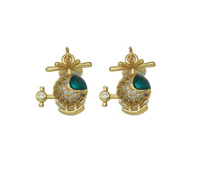 Load image into Gallery viewer, Gold CZ Helicopter Charm, Sku#LK691