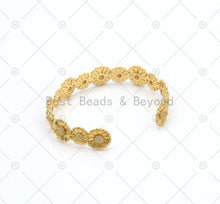 Load image into Gallery viewer, CZ Micropave Sunflower Bangle Bracelet, Sku#X275