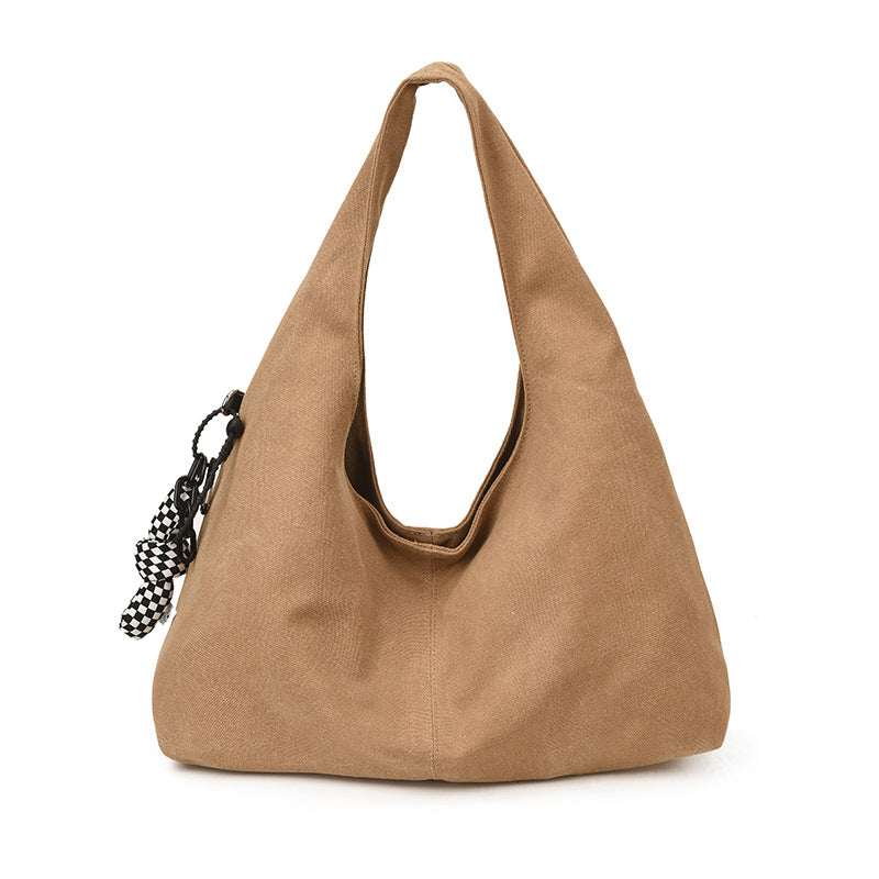 Women's Canvas Shoulder Bag – Casual Underarm Crossbody Bag with Patchwork Detail | Green, White, Khaki, Black