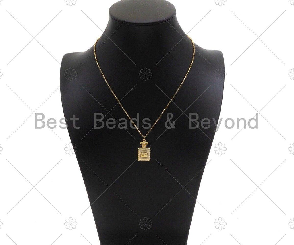 CZ Micro Pave Perfume Bottle Shape Pendant,Cubic Zirconia Go