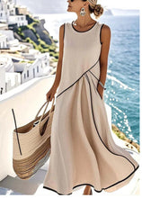 Load image into Gallery viewer, Striped Print Maxi Dress – Short Sleeve Beach Vacation Dress