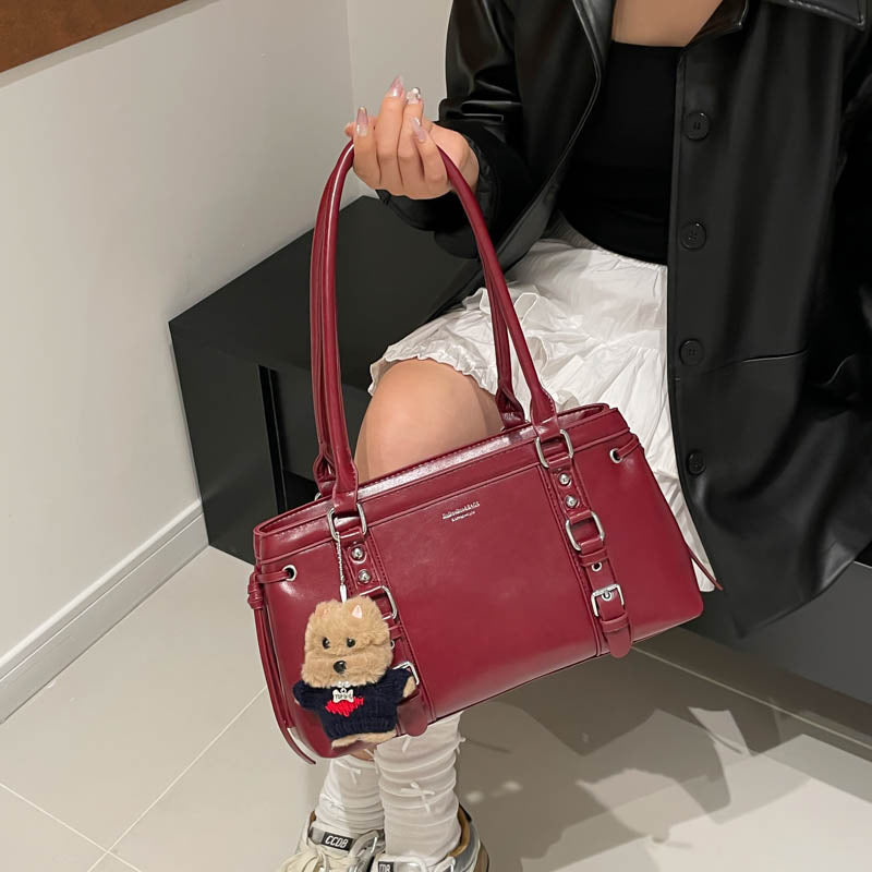 Women's Large-Capacity PU Leather Shoulder Bag – Versatile Under-Arm Commuter Handbag