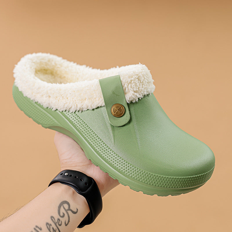 Men's Fleece-Lined Cotton Slippers – Warm Non-Slip Home Shoes with EVA Sole