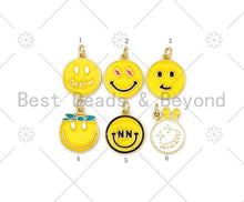 Load image into Gallery viewer, Yellow White Enamel Fun Emoji Charm Pendant, 18K Gold Filled Enamel Charm, Emojis Jewelry, Fun Jewlery,15x18mm,sku#L600