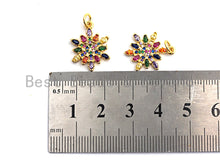 Load image into Gallery viewer, CZ Colorful Micro Pave Round With Snowflake Pendant, Snowflake  Shaped Pave Pendant, Gold plated, 14x18mm, Sku#F823