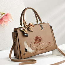 Load image into Gallery viewer, Chinese Embroidered Crane Crossbody Tote Bag for Women - Fashion Handbag with Multiple Compartments