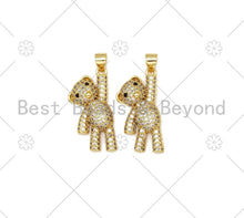Load image into Gallery viewer, CZ Micro Pave 3D Teddy Bear Shape Pendant, 18K Gold Filled Teddy Bear Charm, Necklace Bracelet Charm Pendant,13x26mm,Sku#LK425