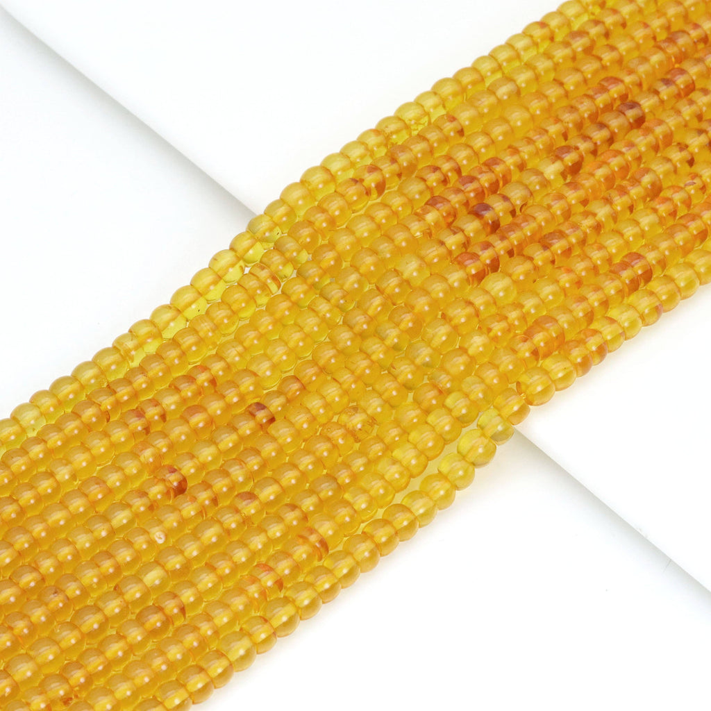 Genuine Russia Amber Rondelle Smooth Beads, Sku#U2009