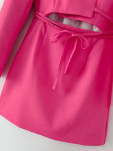 Load image into Gallery viewer, Women Clothing Spring Collared Long Sleeves Cropped Pullover Business Suit Hollow Out Cutout Dress