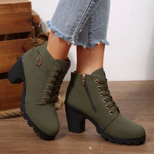 Load image into Gallery viewer, Women's Cross-Tie Chunky-Heel Ankle Boots | Block Heel Lace-Up Booties