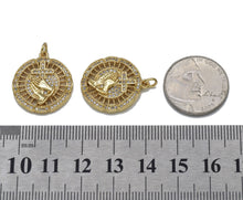 Load image into Gallery viewer, Gold CZ Prayer Hands Cross Coin Charm, Sku#LX96