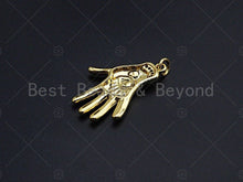 Load image into Gallery viewer, Evil Eye on Hand Shape Pendant/Charm, Lucky eye Enamel Jewel Hand Pendant, Gold Tone, 18x27mm,Sku#LK05