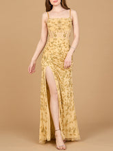 Load image into Gallery viewer, Beaded Corset Gown with Slit
