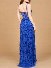 Load image into Gallery viewer, Beaded Corset Gown with Slit
