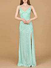 Load image into Gallery viewer, Beaded Lace-up Dress with Slit