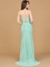 Load image into Gallery viewer, Beaded Lace-up Dress with Slit