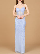 Load image into Gallery viewer, Beaded Corset Dress with Slit