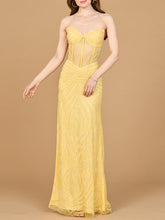 Load image into Gallery viewer, Beaded Corset Prom Dress with Slit