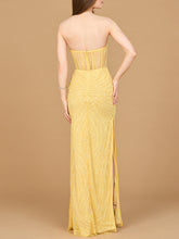 Load image into Gallery viewer, Beaded Corset Prom Dress with Slit