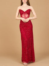 Load image into Gallery viewer, Beaded Corset Prom Dress with Slit