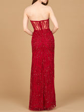 Load image into Gallery viewer, Beaded Corset Prom Dress with Slit
