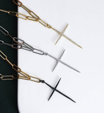 Load image into Gallery viewer, Medium Paperclip Chain Thin Cross Necklace, sku#CL09