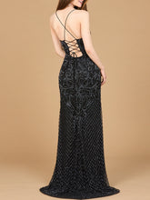 Load image into Gallery viewer, Lace Up Open Back Beaded Dress
