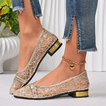 Load image into Gallery viewer, Women's Pointed Toe Mesh Bow Heels – Breathable Slip-On Chunky Low Heel Dress Shoes