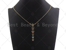 Load image into Gallery viewer, Multicolor CZ Multi Stars Necklace pendant, CZ Micro Pave Necklace Pendant, 19x66mm, sku#JL03