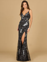 Load image into Gallery viewer, Mirror Beaded Gown With High Slit