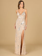 Load image into Gallery viewer, Mirror Beaded Gown With High Slit