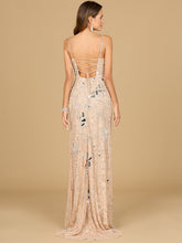 Load image into Gallery viewer, Mirror Beaded Gown With High Slit