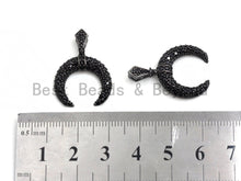 Load image into Gallery viewer, Black CZ Pave On Black Micro Pave Horn Charm Beads, Micro Paved Horn Pendant,19x19mm, sku#B97