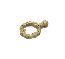 Load image into Gallery viewer, CZ Gold Star Shell Heart Circle Charm, Sku#LK767