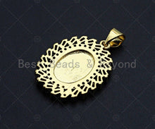 Load image into Gallery viewer, 18K Gold Virgin Mary On Oval Emblem Shape Pendant, Oval Char