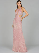 Load image into Gallery viewer, Halter Neck Beaded Dress with Cutouts