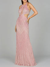 Load image into Gallery viewer, Halter Neck Beaded Dress with Cutouts