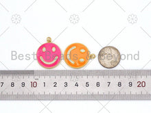 Load image into Gallery viewer, CZ Micropave Colorful Enamel Smiley Face Shape Pendant, 18K Gold Filled Smiley Face Charm, Necklace Bracelet Charm Pendant,24x28mm,Sku#ML51